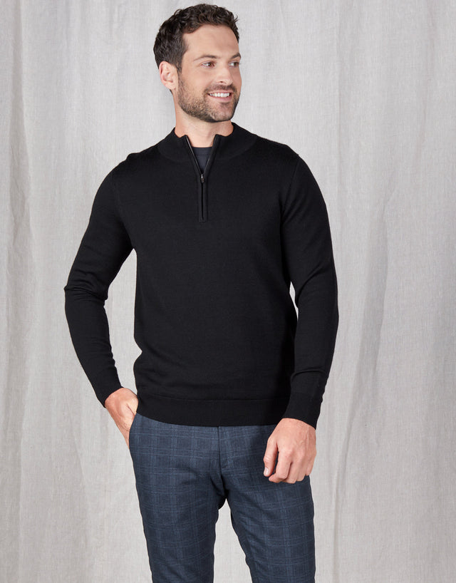 Mataura Black 1/4 Zip Jersey