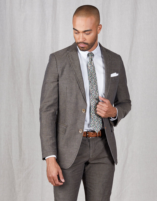 Split Brown Birdseye Suit