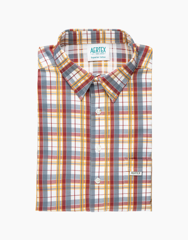 Aertex Taunton Yellow/Maroon/Grey Check Short Sleeve Shirt