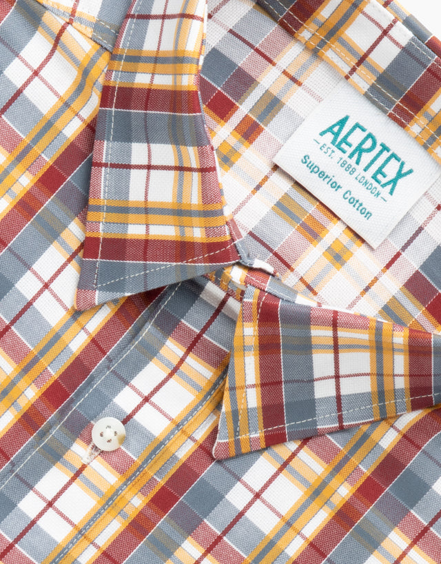 Aertex Taunton Yellow/Maroon/Grey Check Short Sleeve Shirt