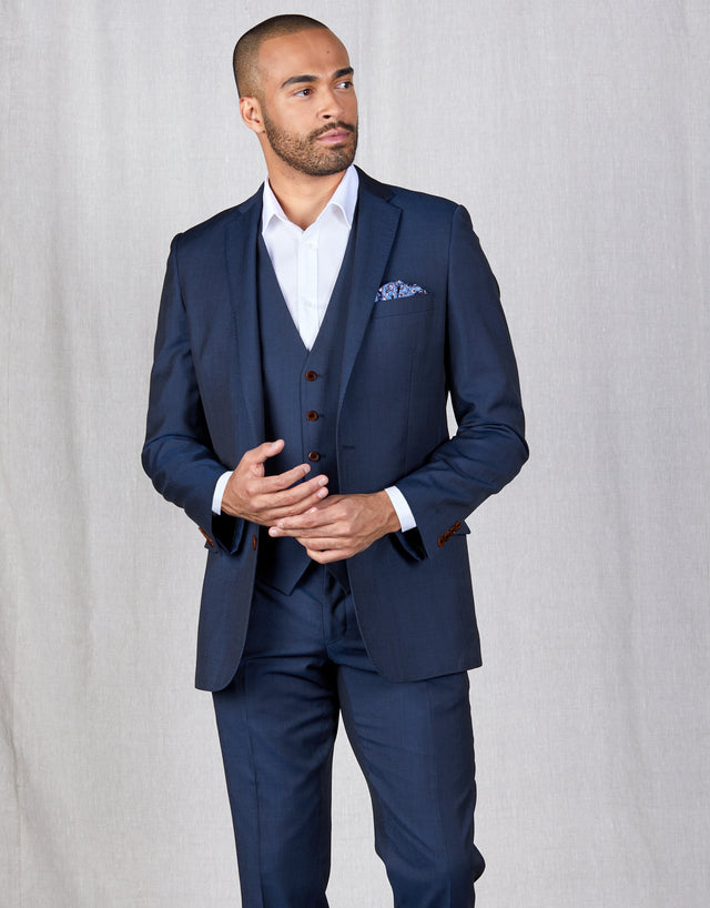 Cooper Blue Contrast Twill Suit Jacket