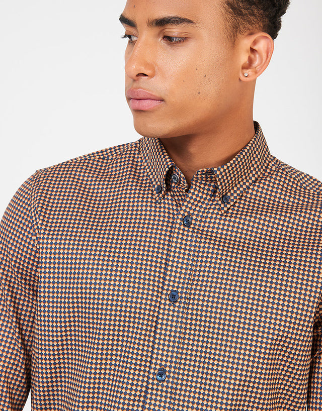 Ben Sherman Burnt Orange Chevron Print Shirt