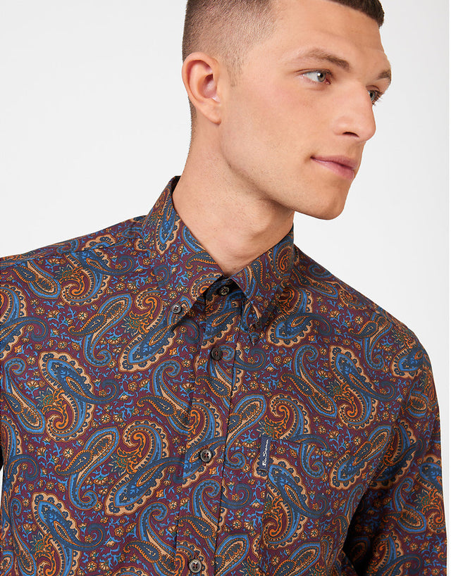 Ben Sherman Aubergine Paisley Print Shirt