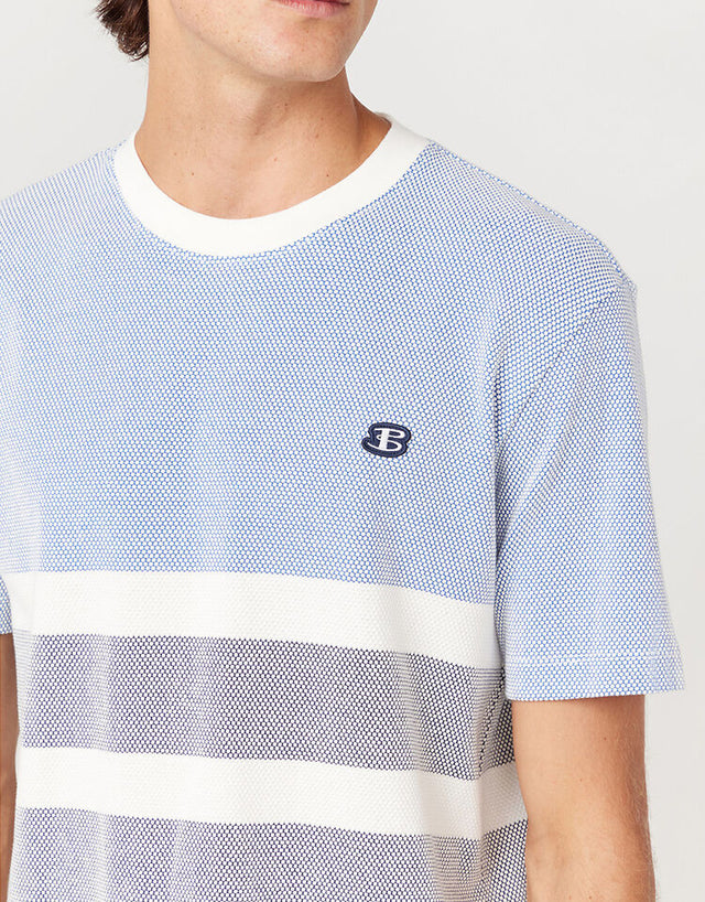 Ben Sherman Textured Block Stripe Blue T-Shirt