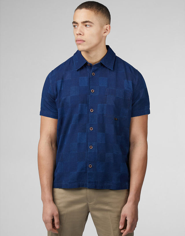 Ben Sherman Indigo Check Dark Navy Short Sleeve Shirt