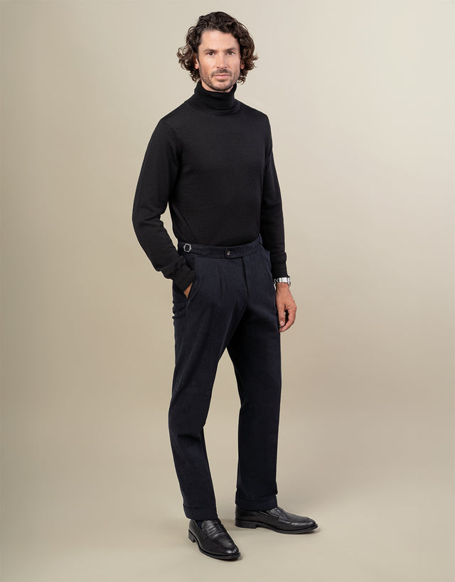 Evans Navy Brushed Cotton Trouser