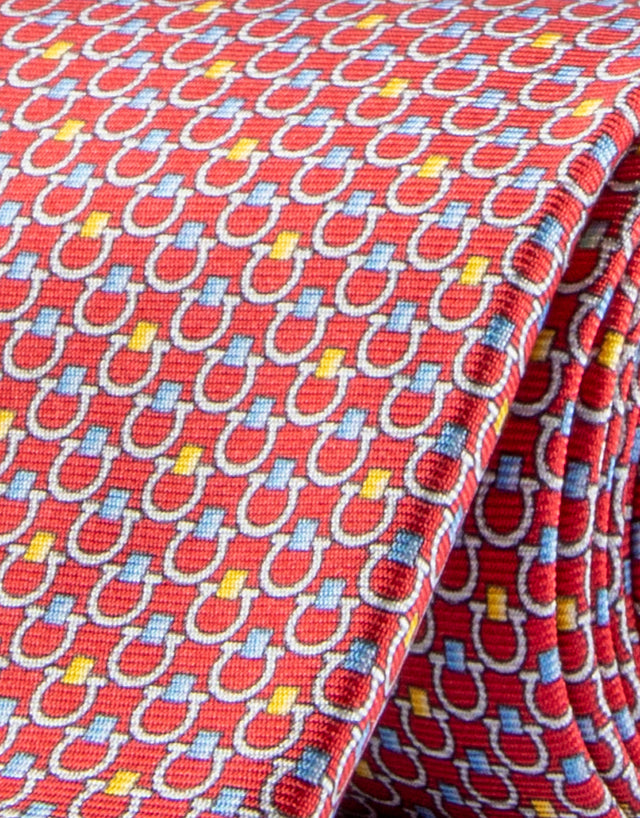 Red Geometric Silk Tie