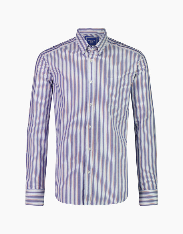 Washed Ohope Blue & Red Stripe Shirt