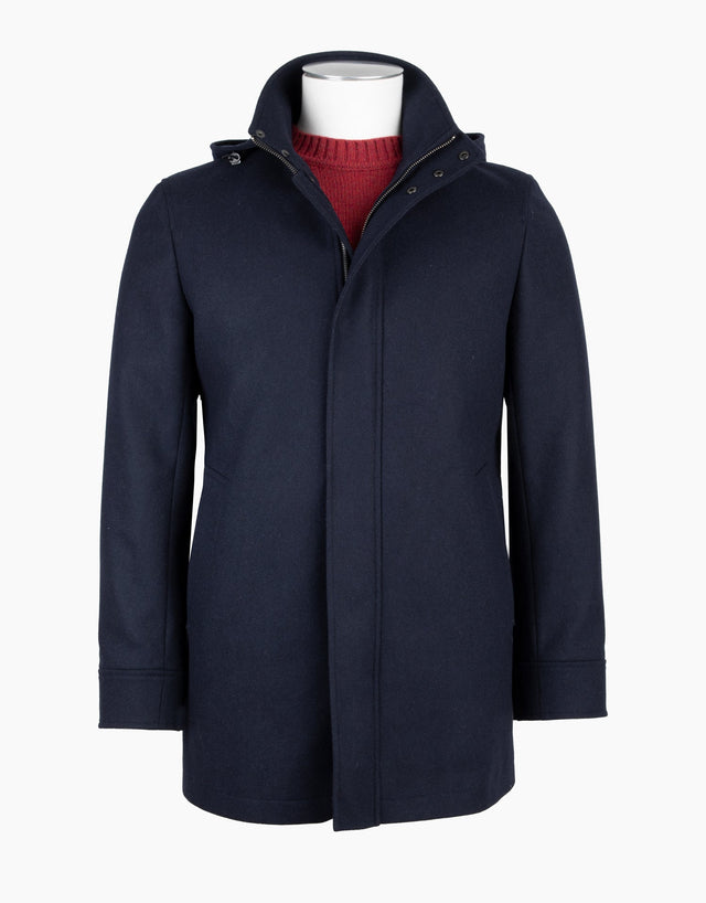 Aro Navy Hooded Parka Coat