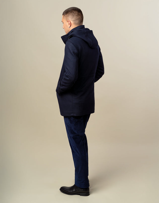 Aro Navy Hooded Parka Coat
