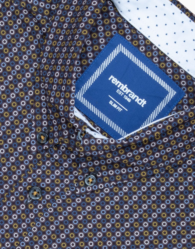 Ohope Black, Gold & Blue Spot Shirt