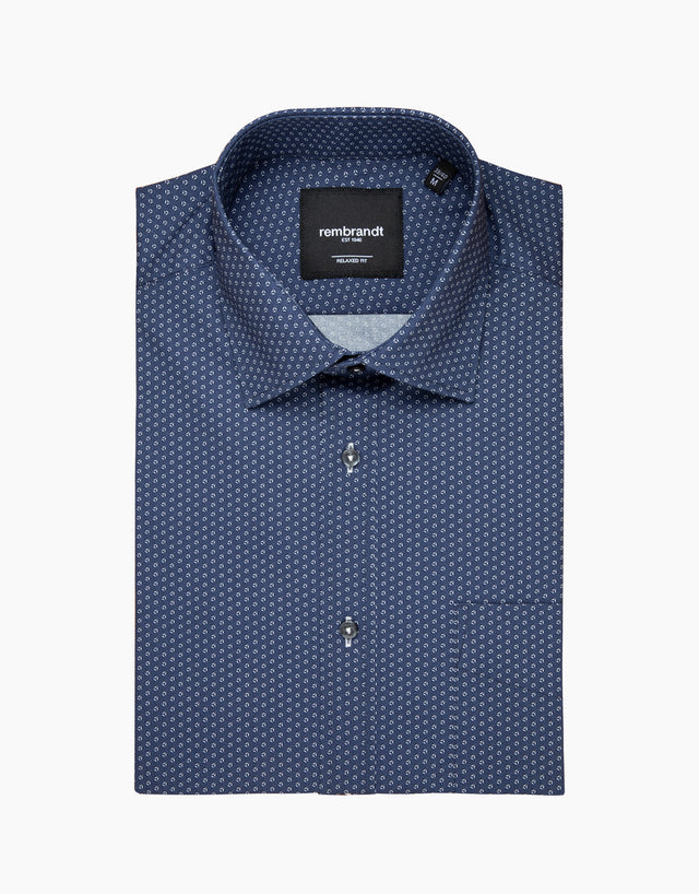 Sinatra Dark Blue Micro-design Shirt