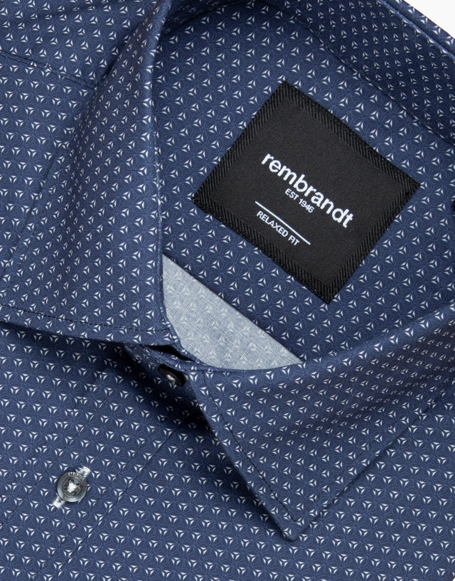 Sinatra Dark Blue Micro-design Shirt