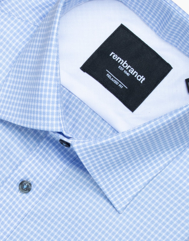 Sinatra Blue Check Stretch Shirt