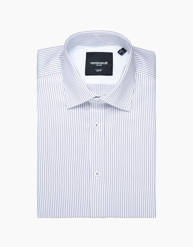 London White & Grey Herringbone Stripe Shirt