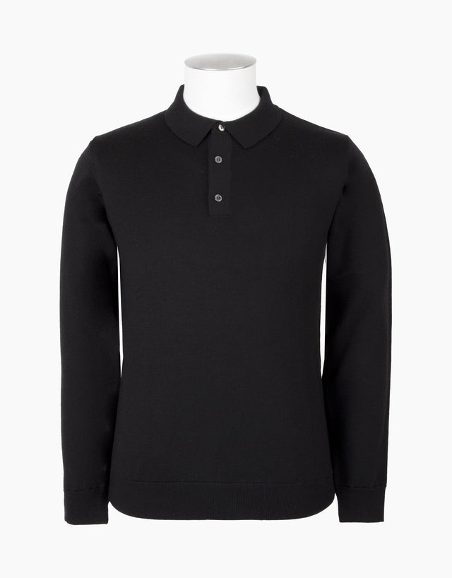 Owaka Black Merino 3 Button Polo Jersey