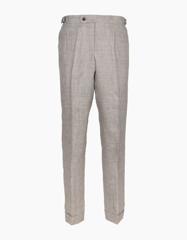 Evans Beige Houndstooth Linen Trouser