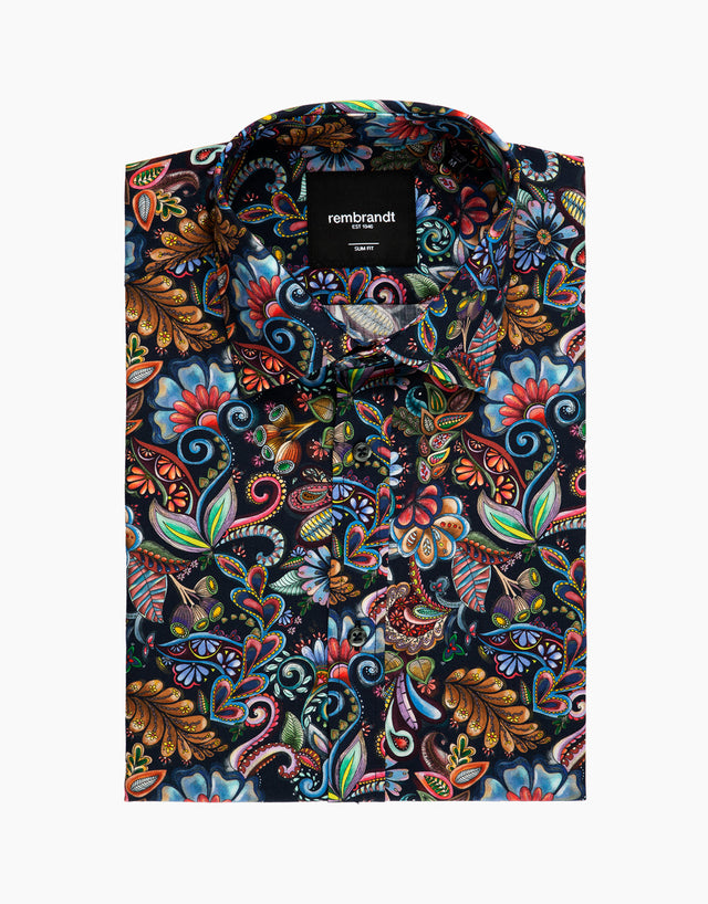 London Navy Large Paisley Print Shirt