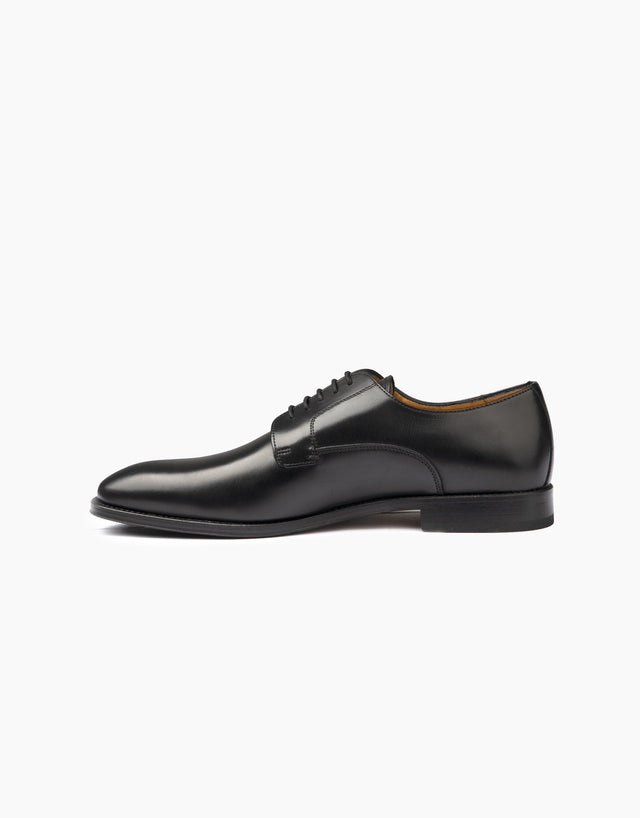 Rostock Black Plain Derby Shoe