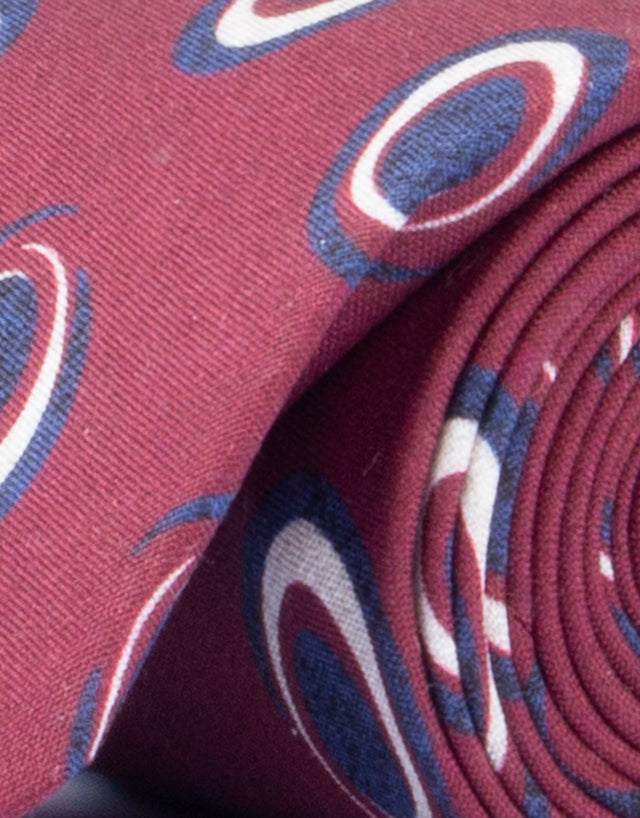 Burgundy Swirl Geometric Silk Tie