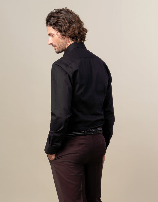 London Black Plain Poplin Shirt