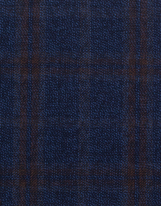 Lyon Navy & Brown Windowpane Check Blazer