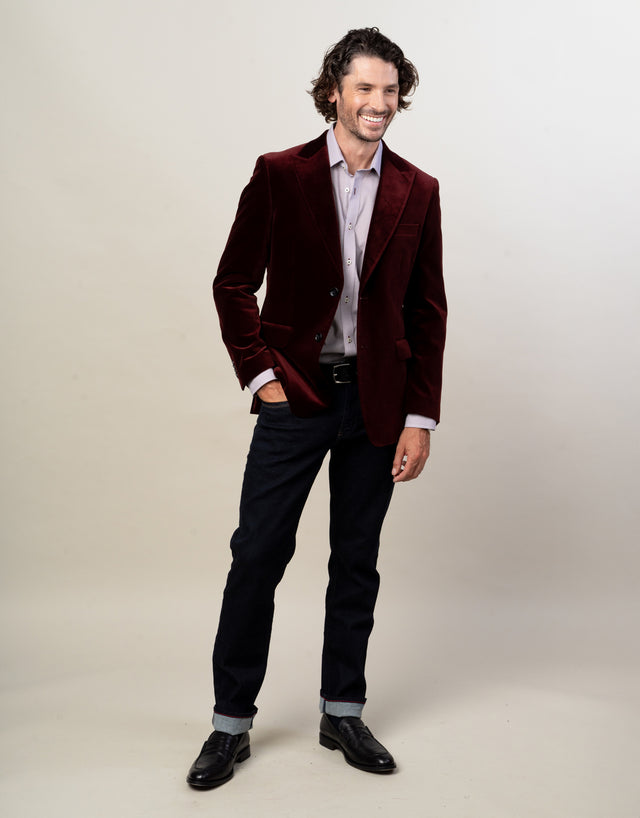 Sinatra Maroon & Navy Geo Print Shirt