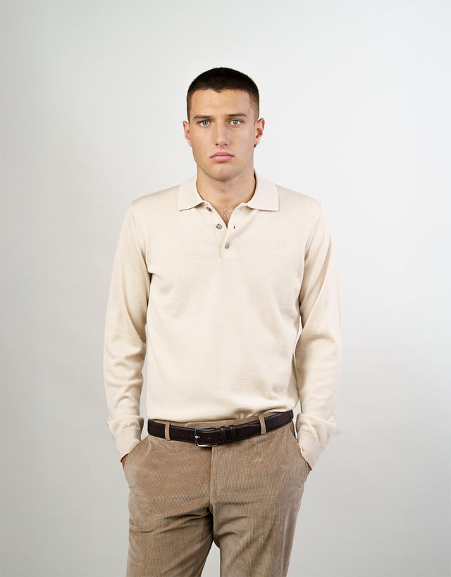 Owaka Beige Merino Polo