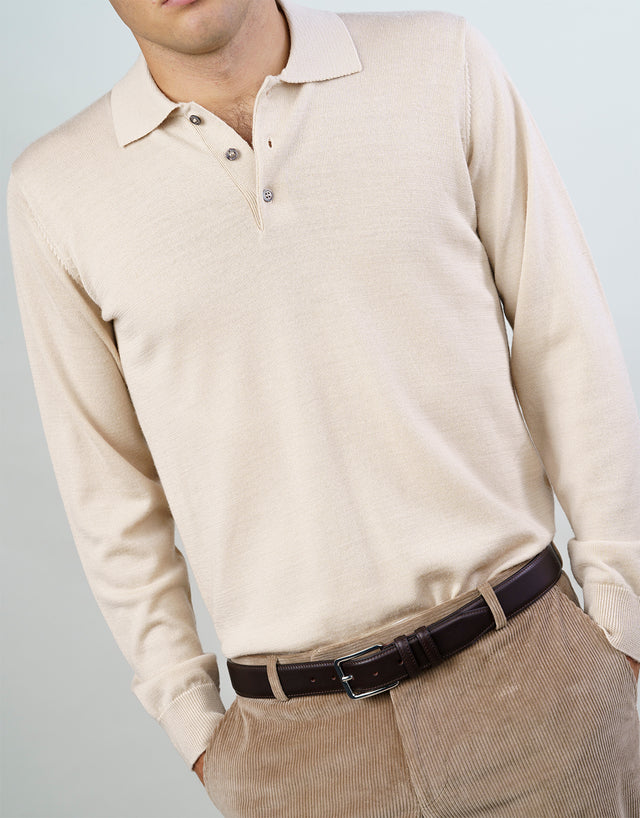 Owaka Beige Merino Polo