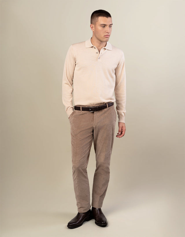 Gambino Beige Stretch Corduroy Trouser