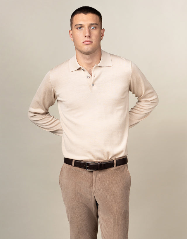 Owaka Beige Merino Polo