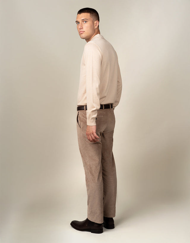 Gambino Beige Stretch Corduroy Trouser