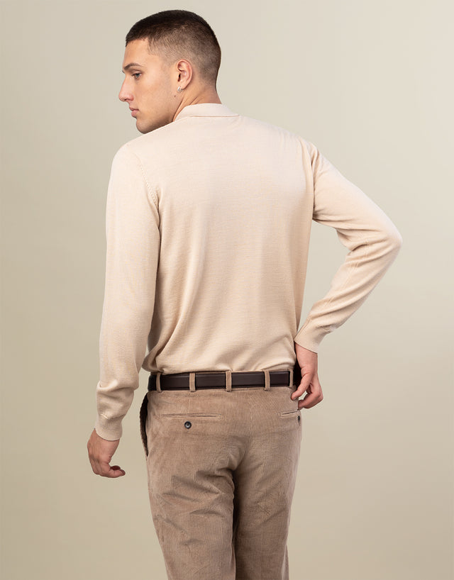Owaka Beige Merino Polo