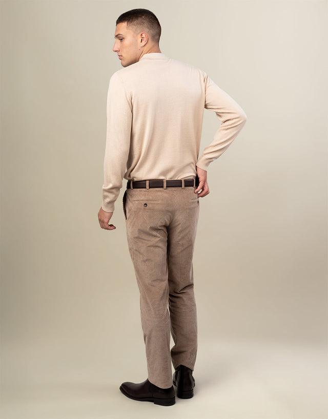 Gambino Beige Stretch Corduroy Trouser