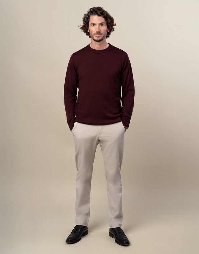 Naseby Burgundy Crew Neck Jersey