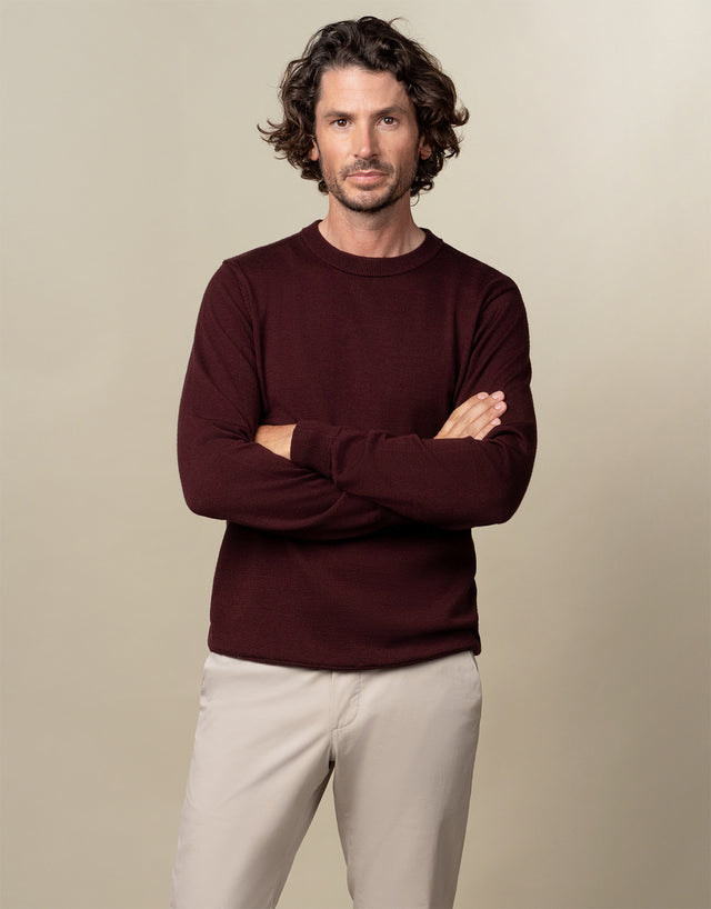 Naseby Burgundy Crew Neck Jersey