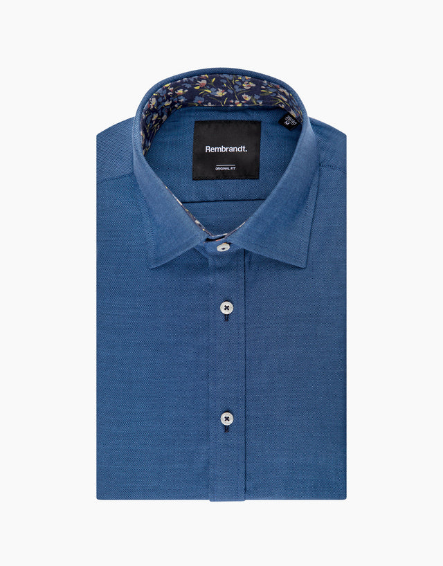 Barbican Navy Textured Shirt