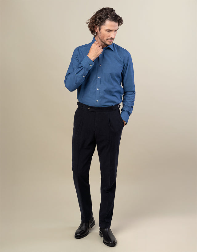 Barbican Navy Textured Shirt