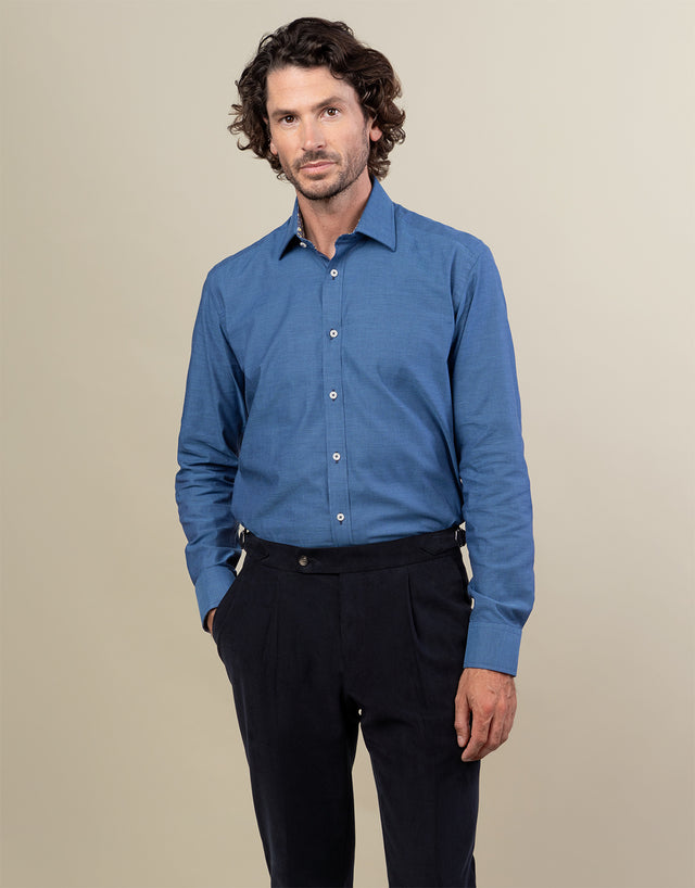 Barbican Navy Textured Shirt