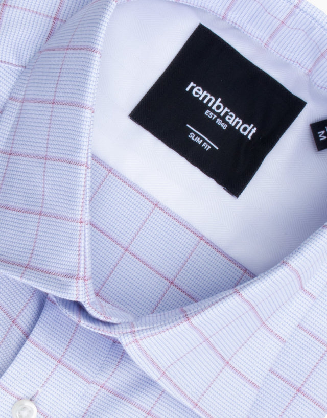London Blue & Red Windowpane Check Shirt
