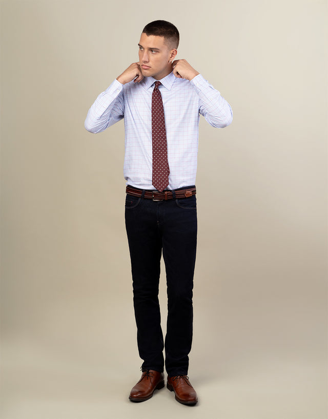 London Blue & Red Windowpane Check Shirt