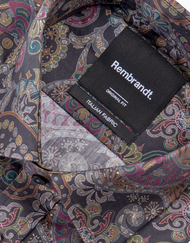London Purple Paisley Print Shirt