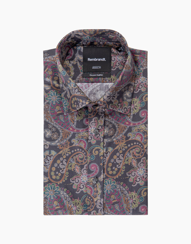 London Purple Paisley Print Shirt