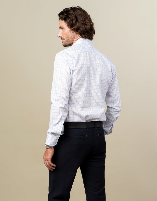 York White & Blue Check Non-Iron Shirt
