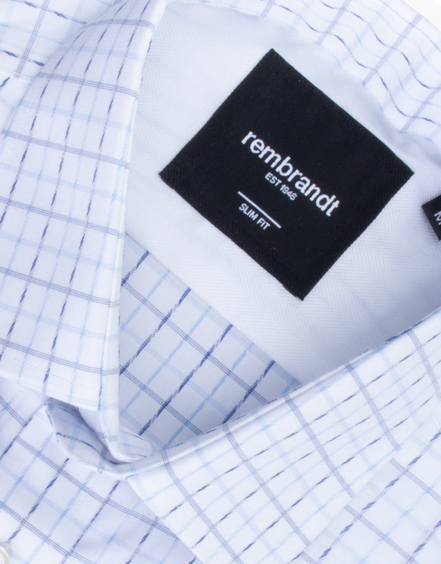 York White & Blue Check Non-Iron Shirt