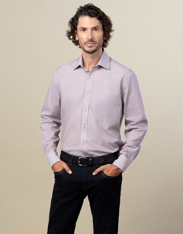 Sinatra Maroon & Navy Geo Print Shirt