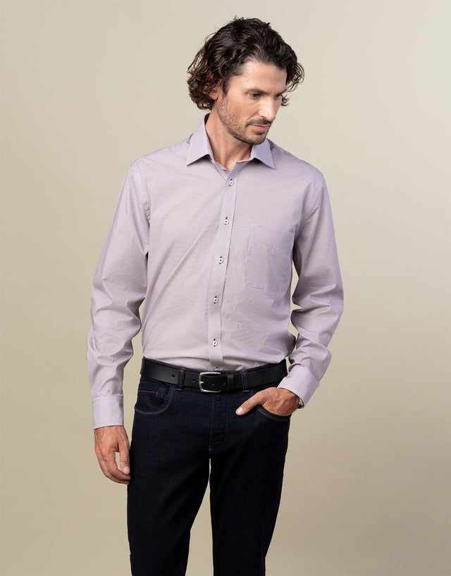 Sinatra Maroon & Navy Geo Print Shirt