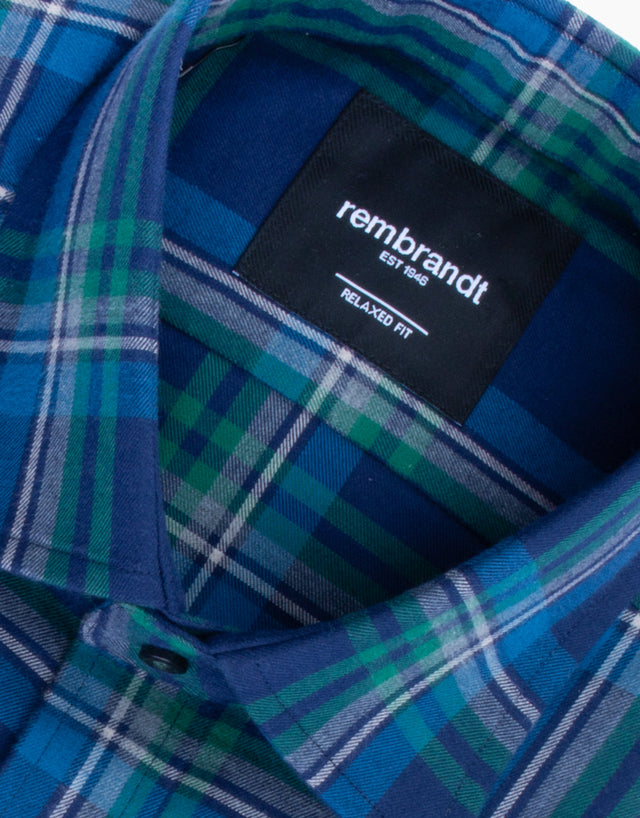 Sinatra Blue & Green Plaid Flannel Shirt