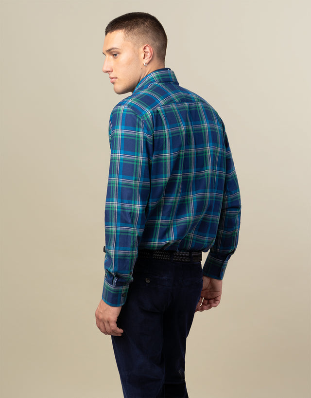 Sinatra Blue & Green Plaid Flannel Shirt