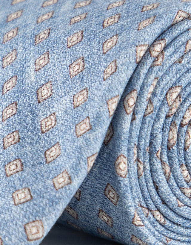 Chambray Blue & Grey Diamond Silk Tie